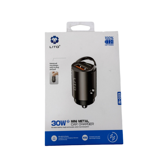 LITO PD 30W Mini Metal Car Charger IN-C03